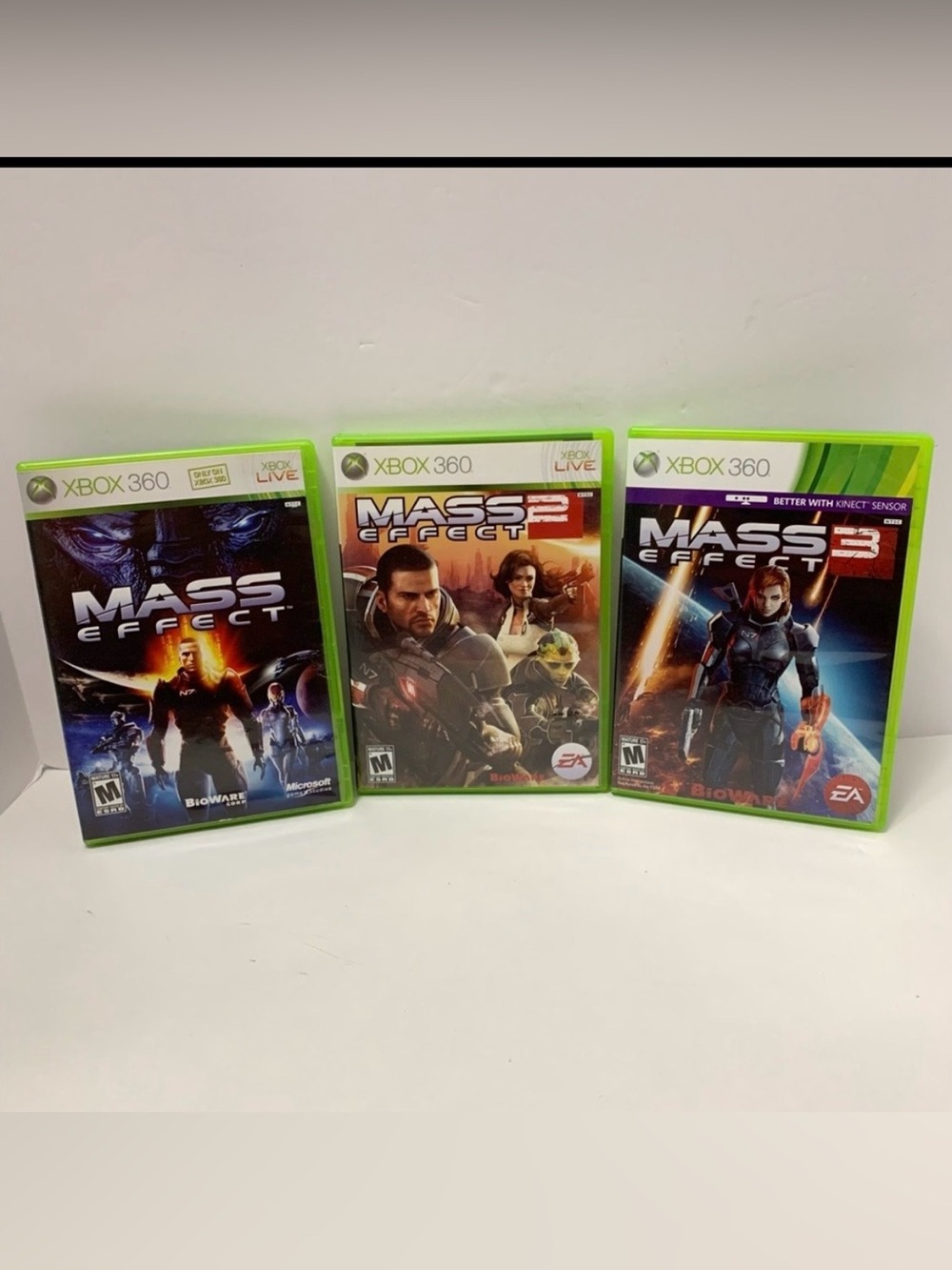 XBOX 360 Mass Effect 1, 2, and 3 video games lot